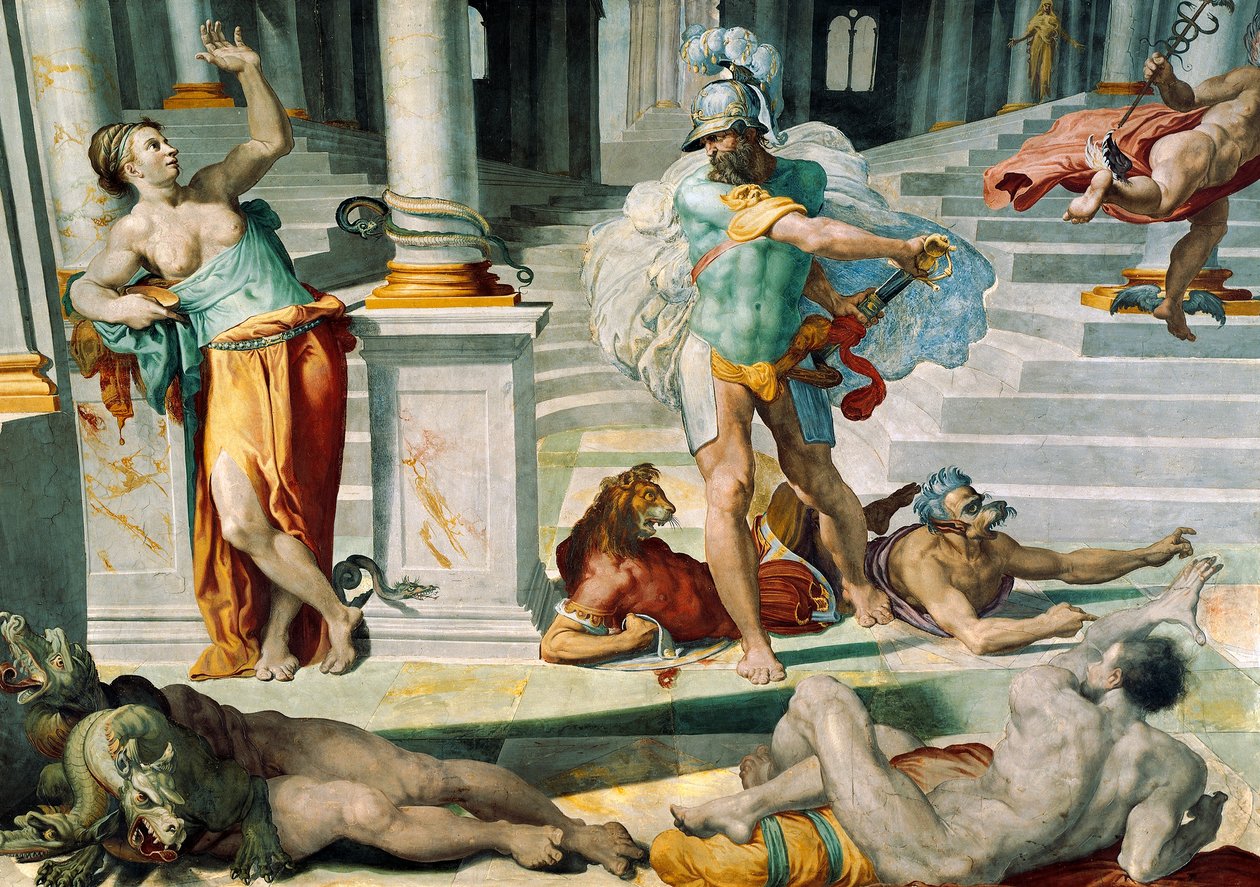Ulysses ve Büyücü Circe, Pellegrino Tibaldi tarafından, 1550 dolaylarında, fresk by Pellegrino Tibaldi