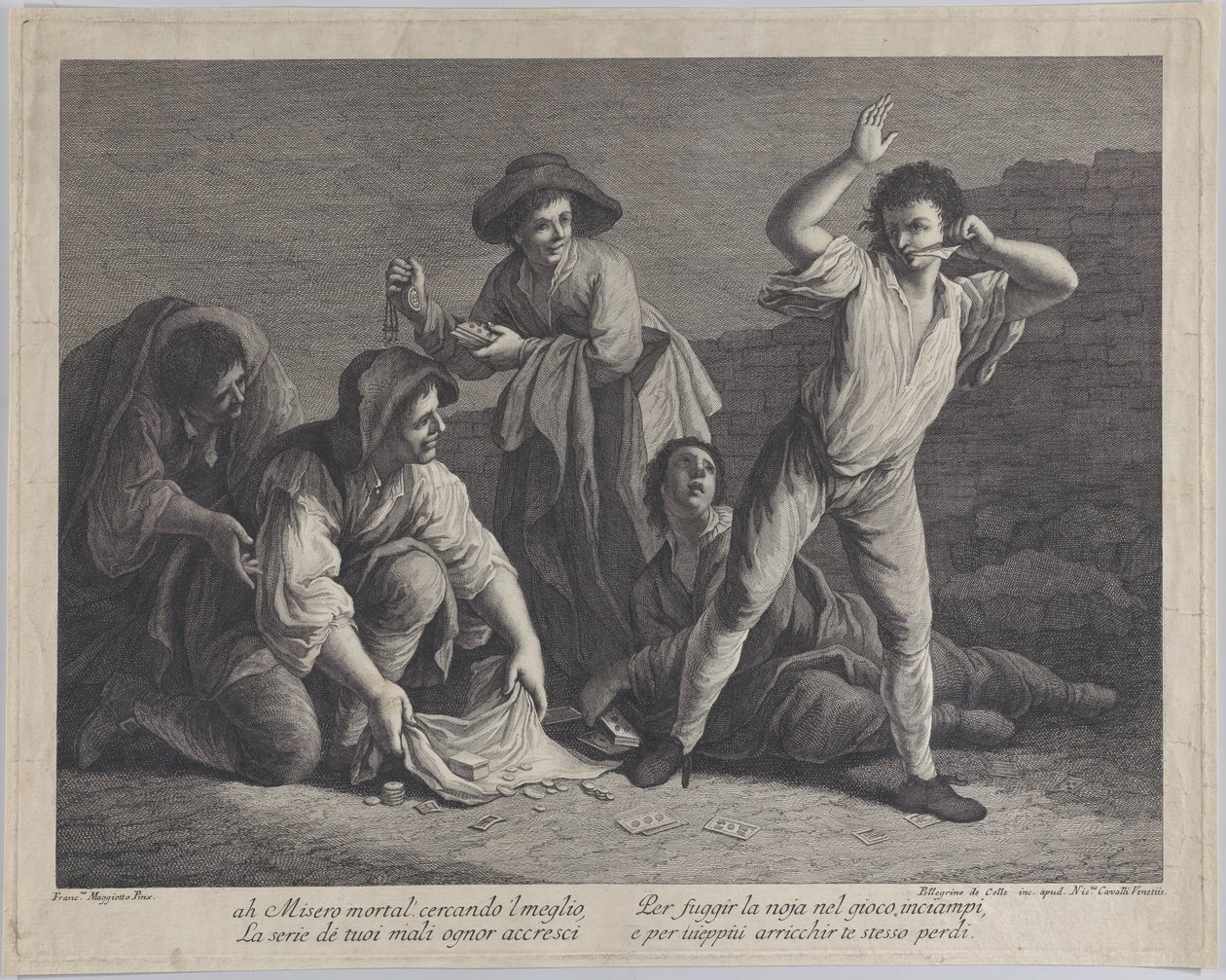 Kumar oynayan bir grup insan, 1770-1800., 1770-1800. by Pellegrino dal Colle