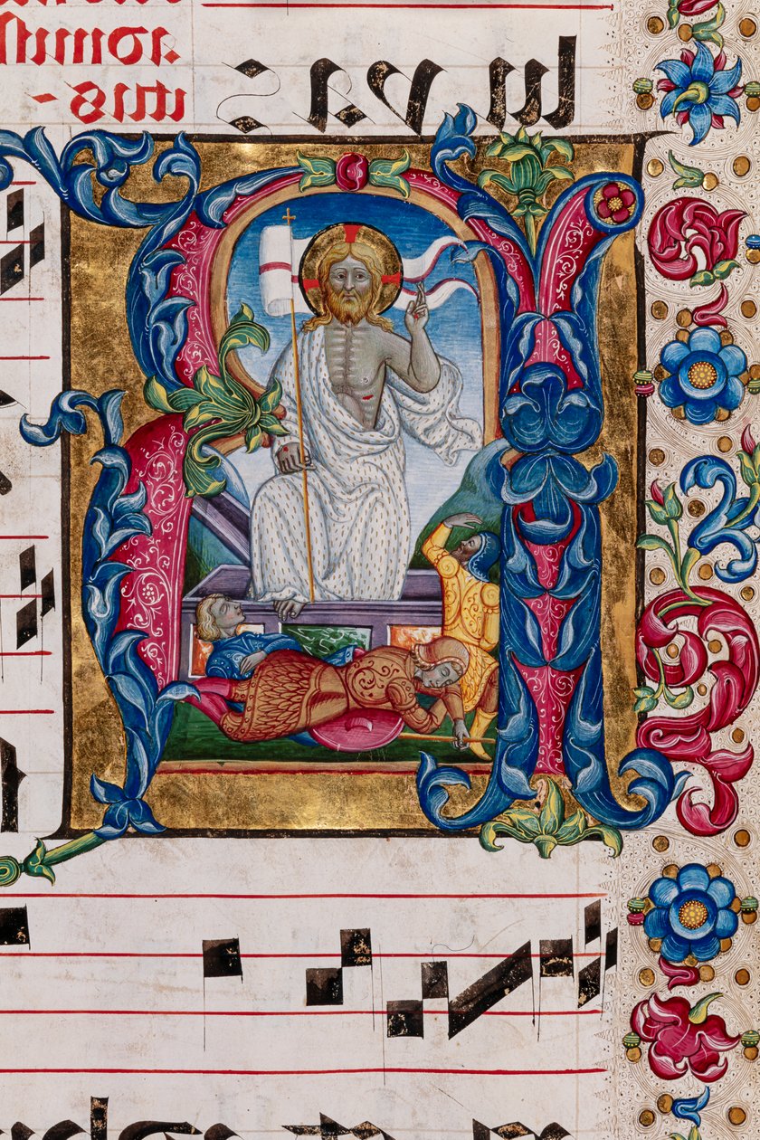 Piccolomini Kütüphanesi: koro kitabı, morina. 101.7, ff. 14r, Pellegrino di Mariano tarafından “İsa