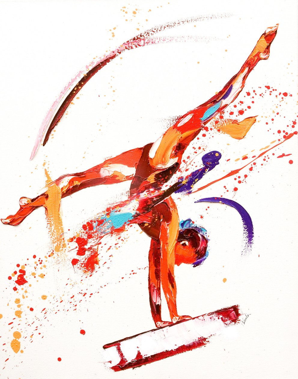 Jimnastikçi Bir, 2010 (tuval üzerine yağlı boya) by Penny Warden