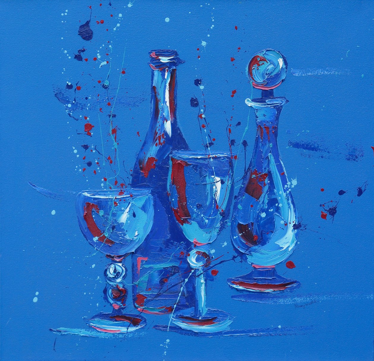 Mavi Natürmort, 2005 (tuval üzerine yağlı boya) by Penny Warden