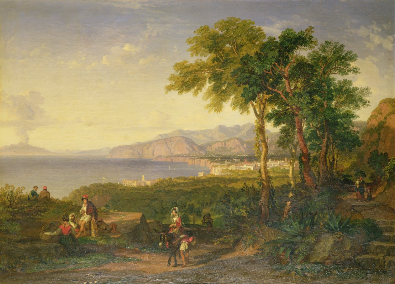 Salerno Körfezi, c.1820-30 (tuval üzerine yağlı boya) by Penry Williams