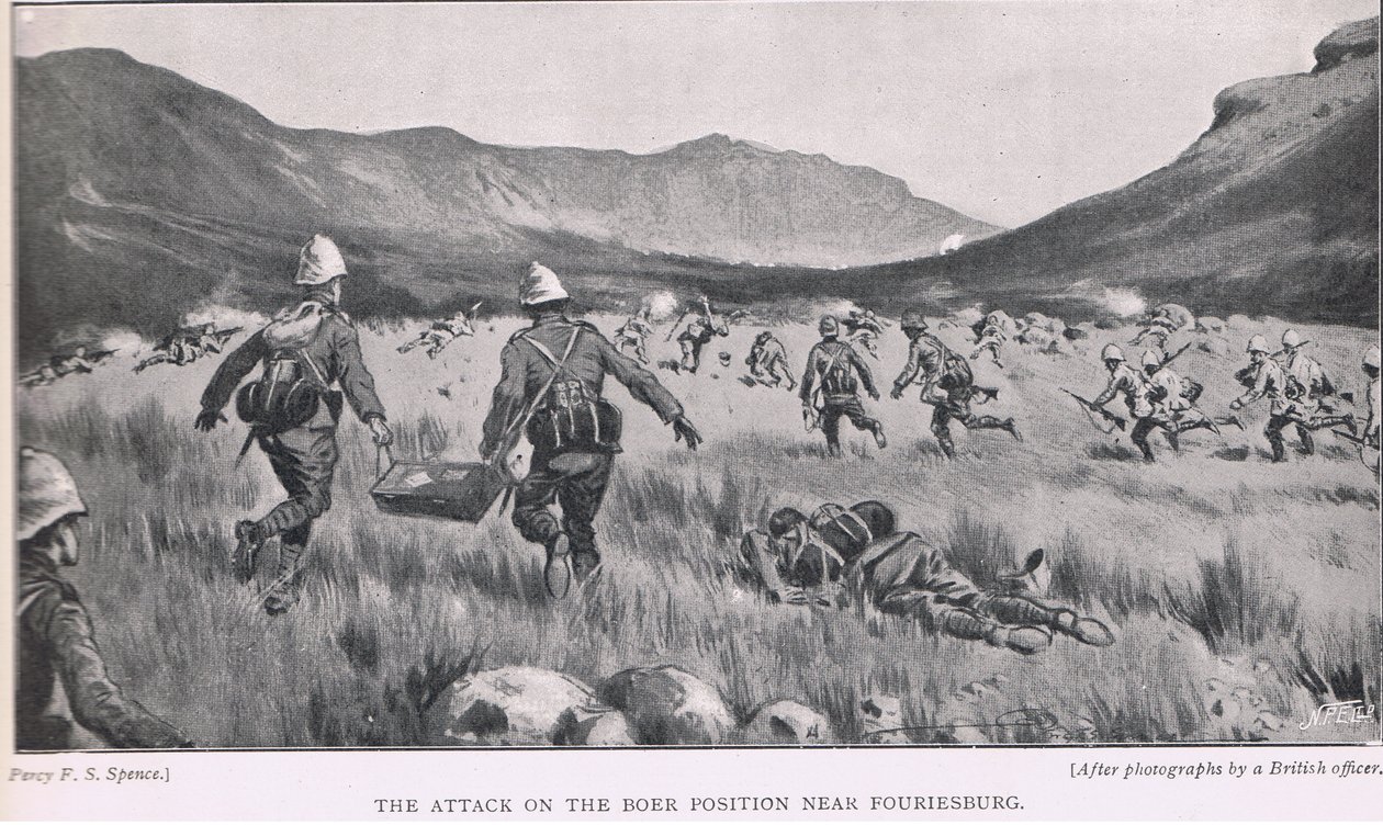 Fouriesburg yakınlarındaki Boer pozisyonuna saldırı by Percy F.S. Spence