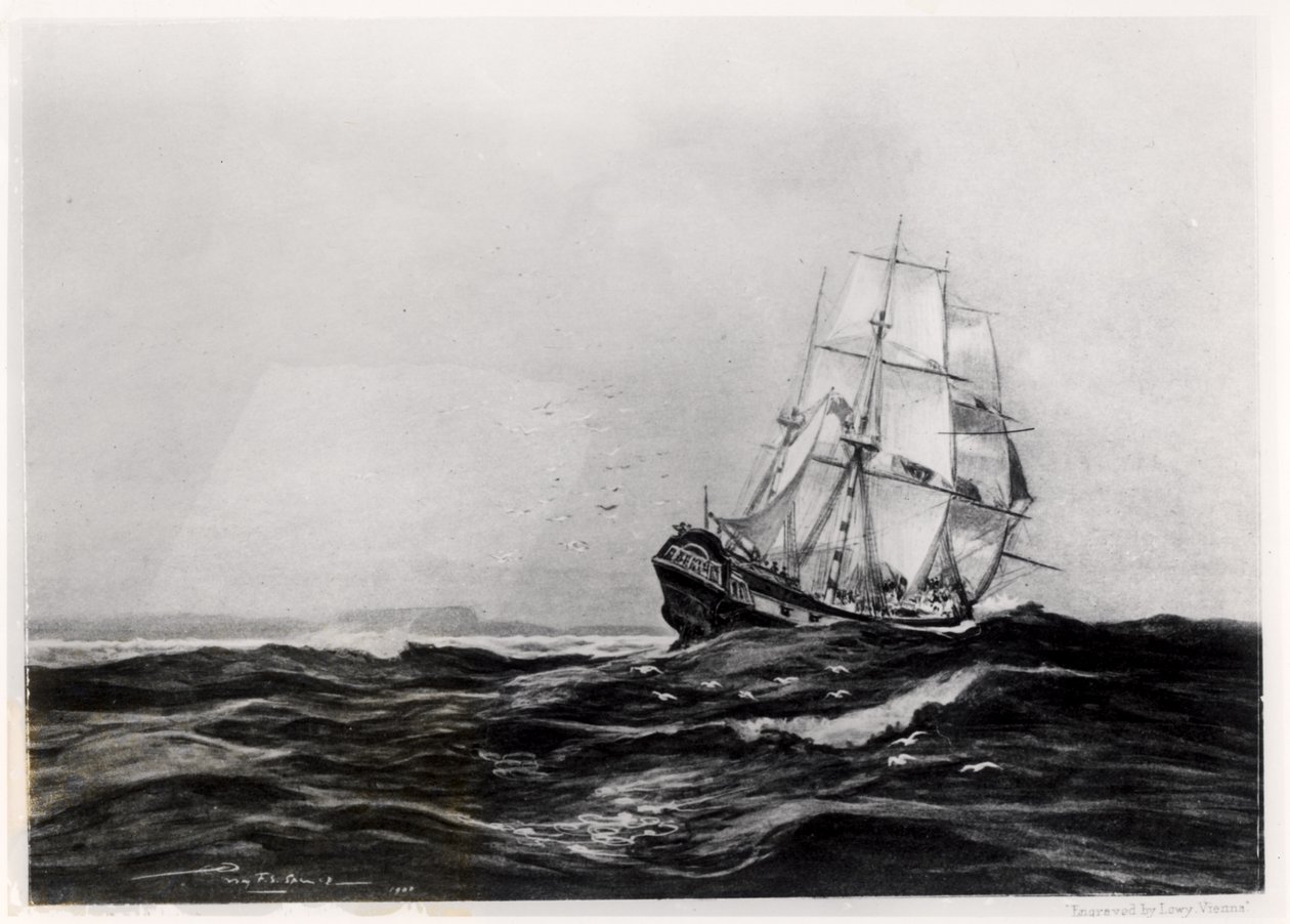 Denizde Endeavour, 1900, Lowy tarafından kazınmış by Percy F.S. Spence