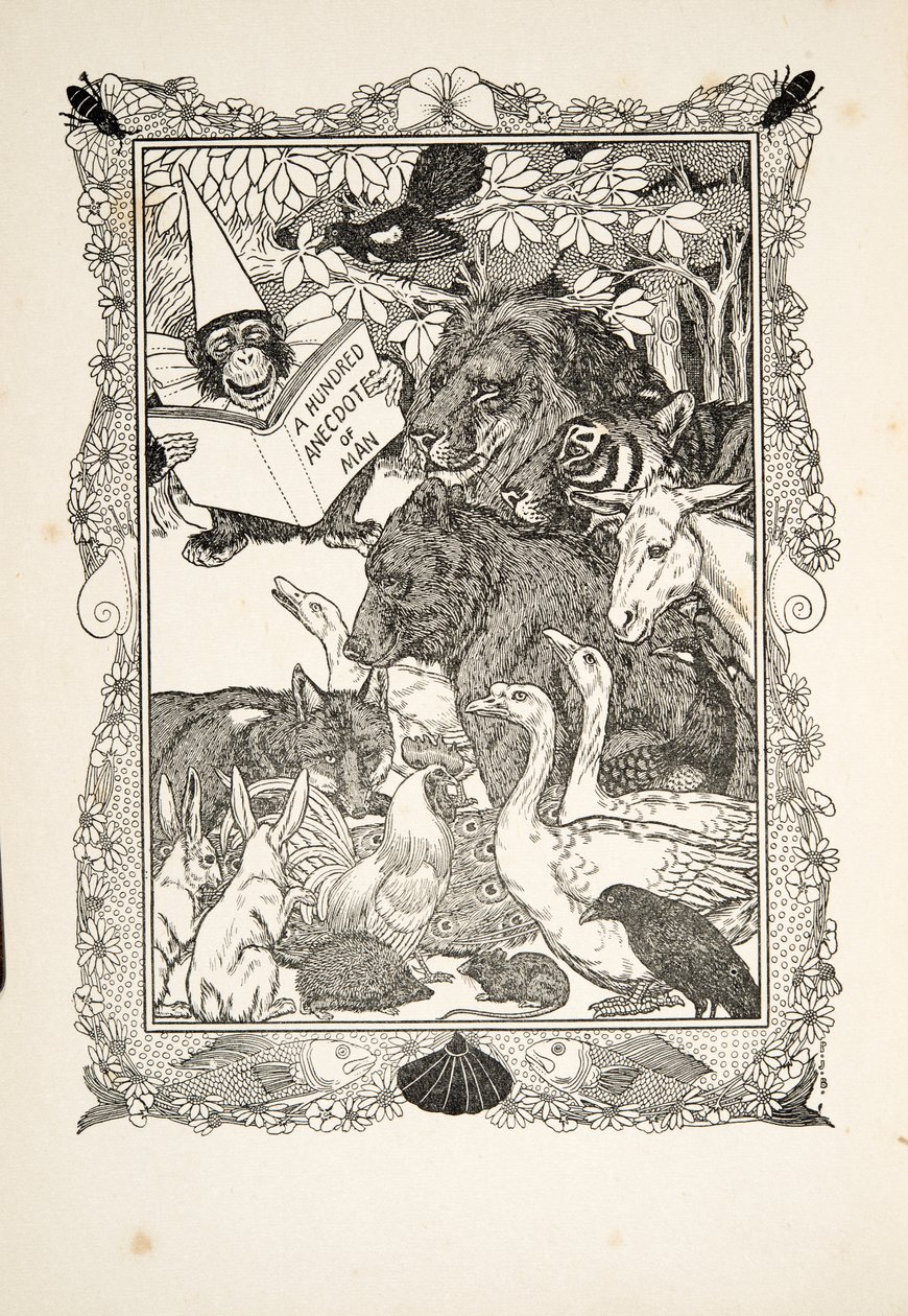 Frontispiece, A Hundred Anecdotes of Animals, pub'dan. 1924 by Percy J. Billingshurst