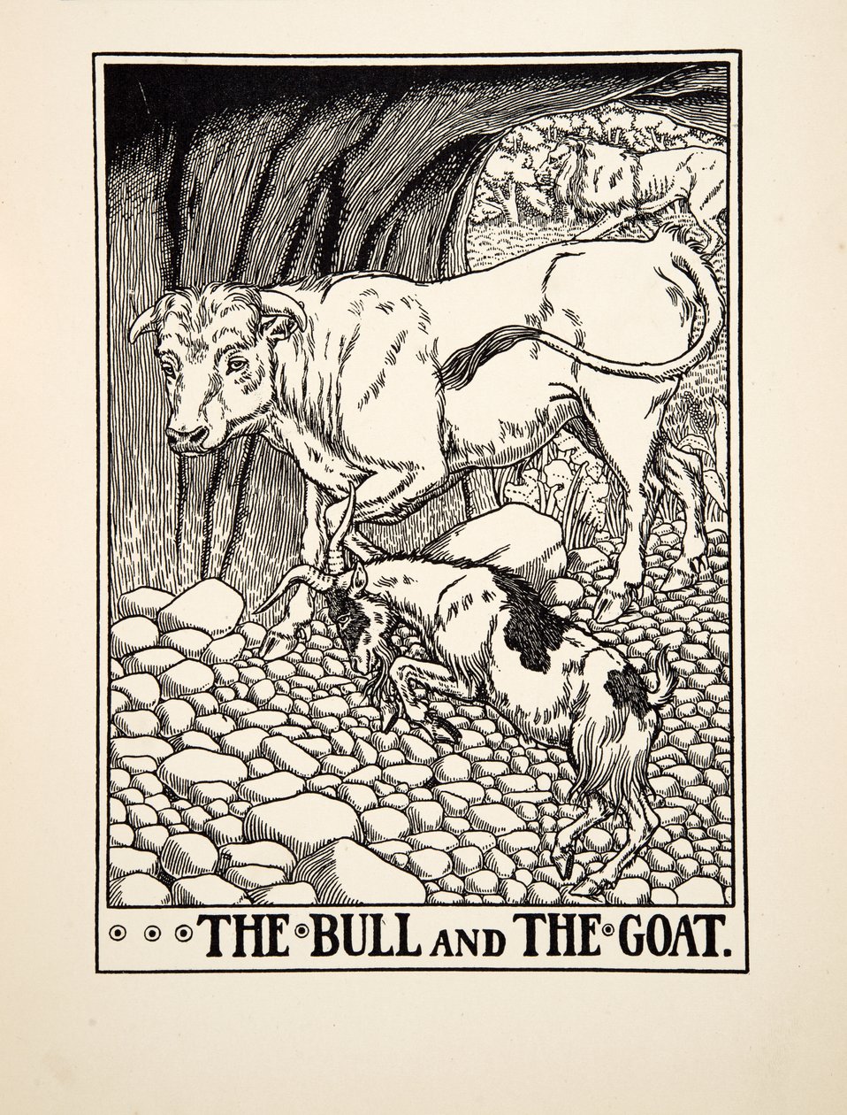 Ezop'un Yüz Masallarından Boğa ve Keçi, pub.1903 (gravür) by Percy J. Billingshurst
