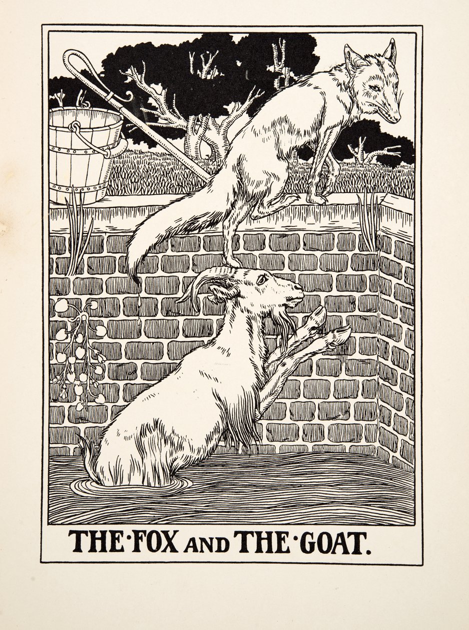Ezop'un Yüz Masalları'ndan Tilki ve Keçi, pub.1903 by Percy J. Billingshurst