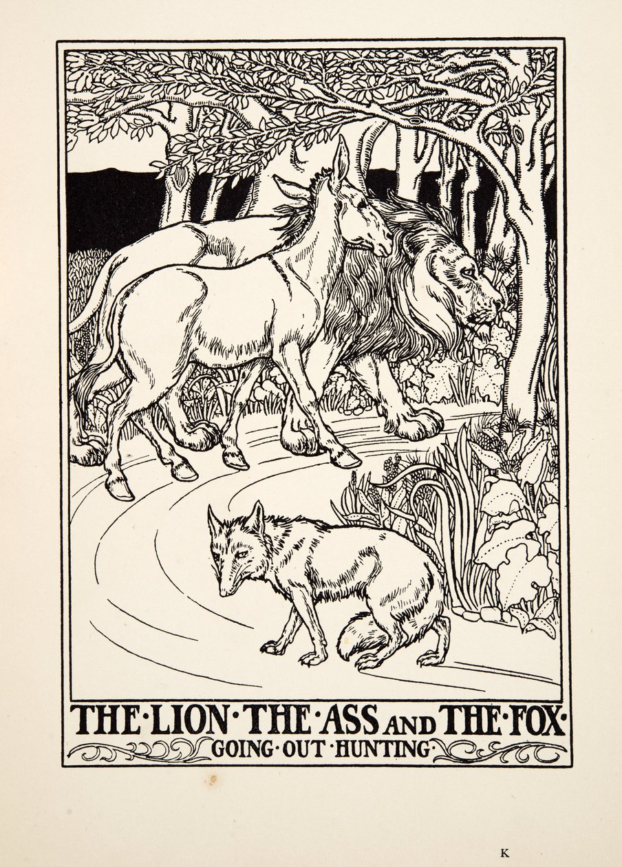 Aslan, Eşek ve Tilki Avlanmaya Çıkıyor, A Hundred Fables of Ezop