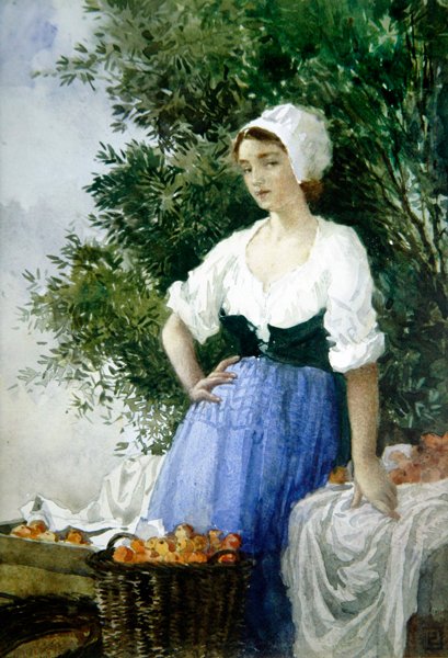 Turuncu Satıcı (kağıt üzerine sulu boya) by Percy Lancaster