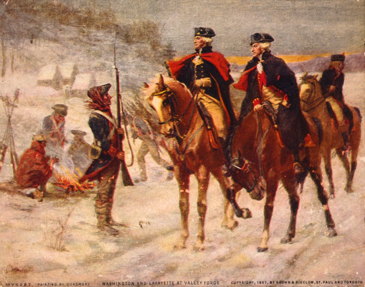 Washington ve Lafayette Valley Forge'da / Dunsmore'un Tablosu. C. 1907. by Percy Moran