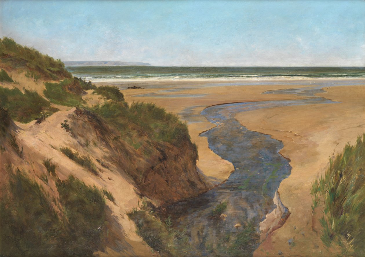 Croyde Sands, Summertime (Tuval üzerine yağlı boya) by Peregrine Mulvogue Feeney