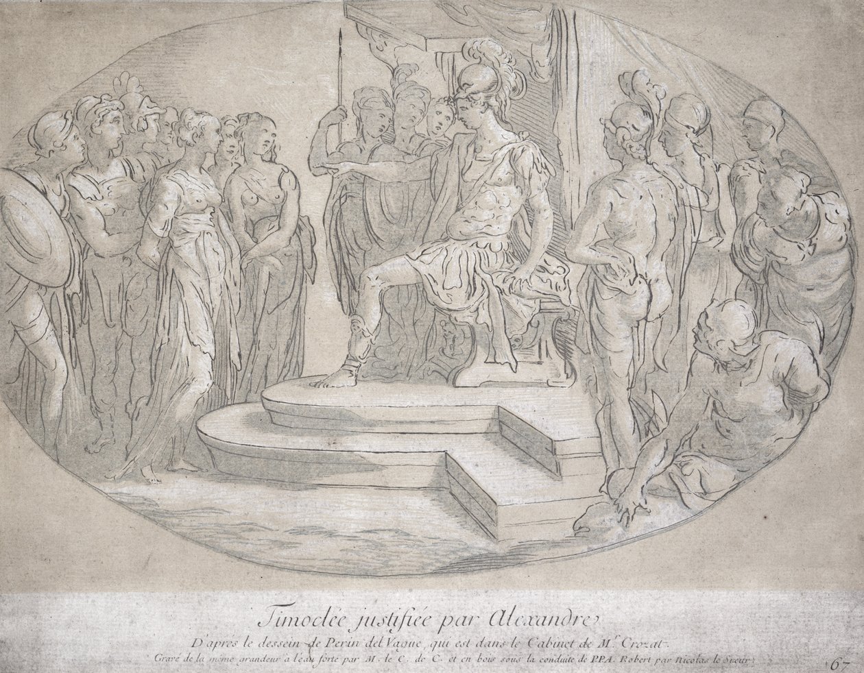 Alexandre et Timoclee, Nicolas Lesueur (1691-1764) (litho) tarafından oyulmuş by Perino del Vaga