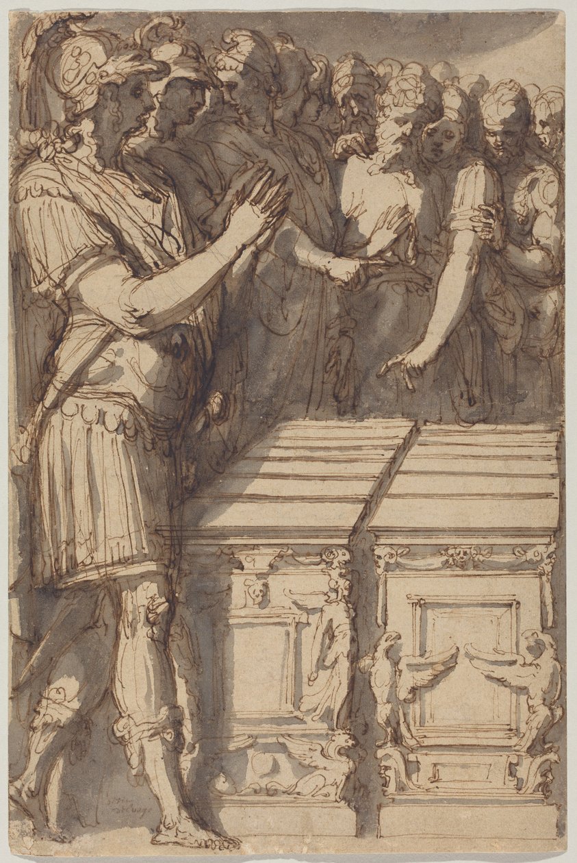İskender On İki Olimpos Tanrısı İçin Sunakları Kutsuyor by Perino del (1501-47) Vaga