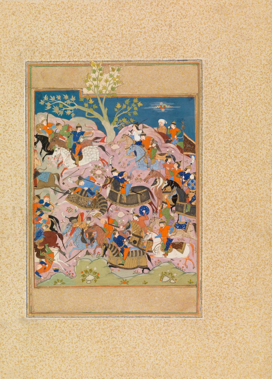 Savaş Sahnesi (parşömen üzerine wc ve guaj) by Persian School