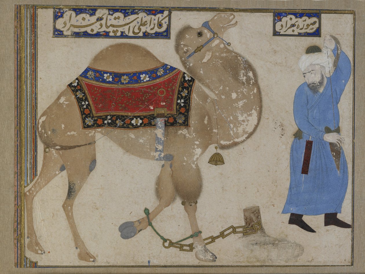 Zincirli Deve ve Bekçi, Safevi Dönemi by Persian School