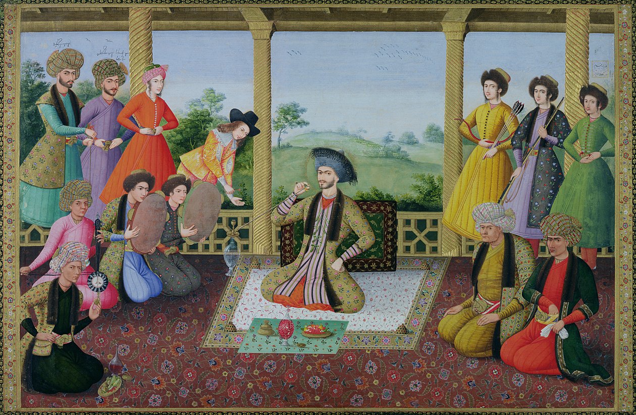 Bayan E-14 f.98a II. Şah Süleyman (1641-91) ve saray mensupları by Persian School