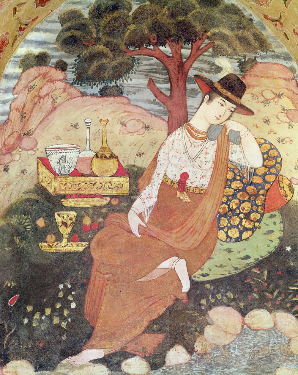 Bir bahçede oturan prenses, Safevi Hanedanlığı by Persian School