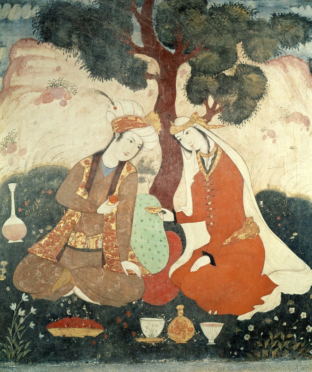 Şah Abbas döneminden sahne galante, 1585-1627 (detay) by Persian School