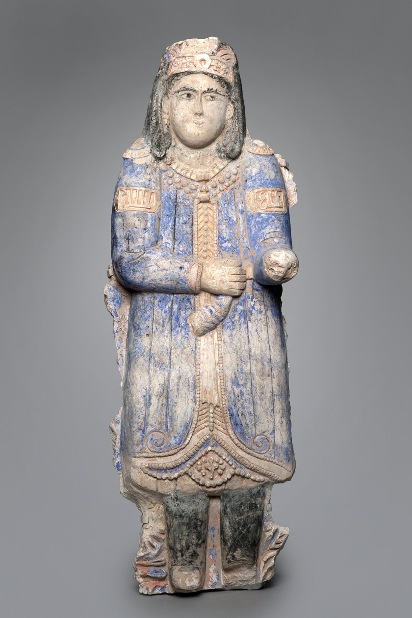 Saray frizinden bir saray adamı figürü, Selçuklu Hanedanı, 11501250 (boyalı sıva) by Persian School