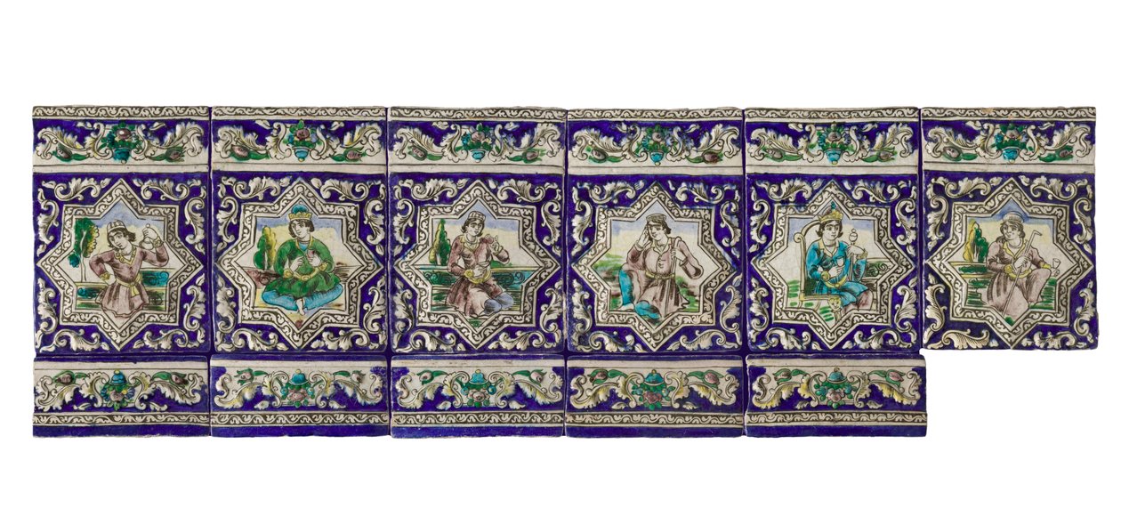 19. yüzyıldan kalma bir seramik Qadjar çini frizi by Persian School