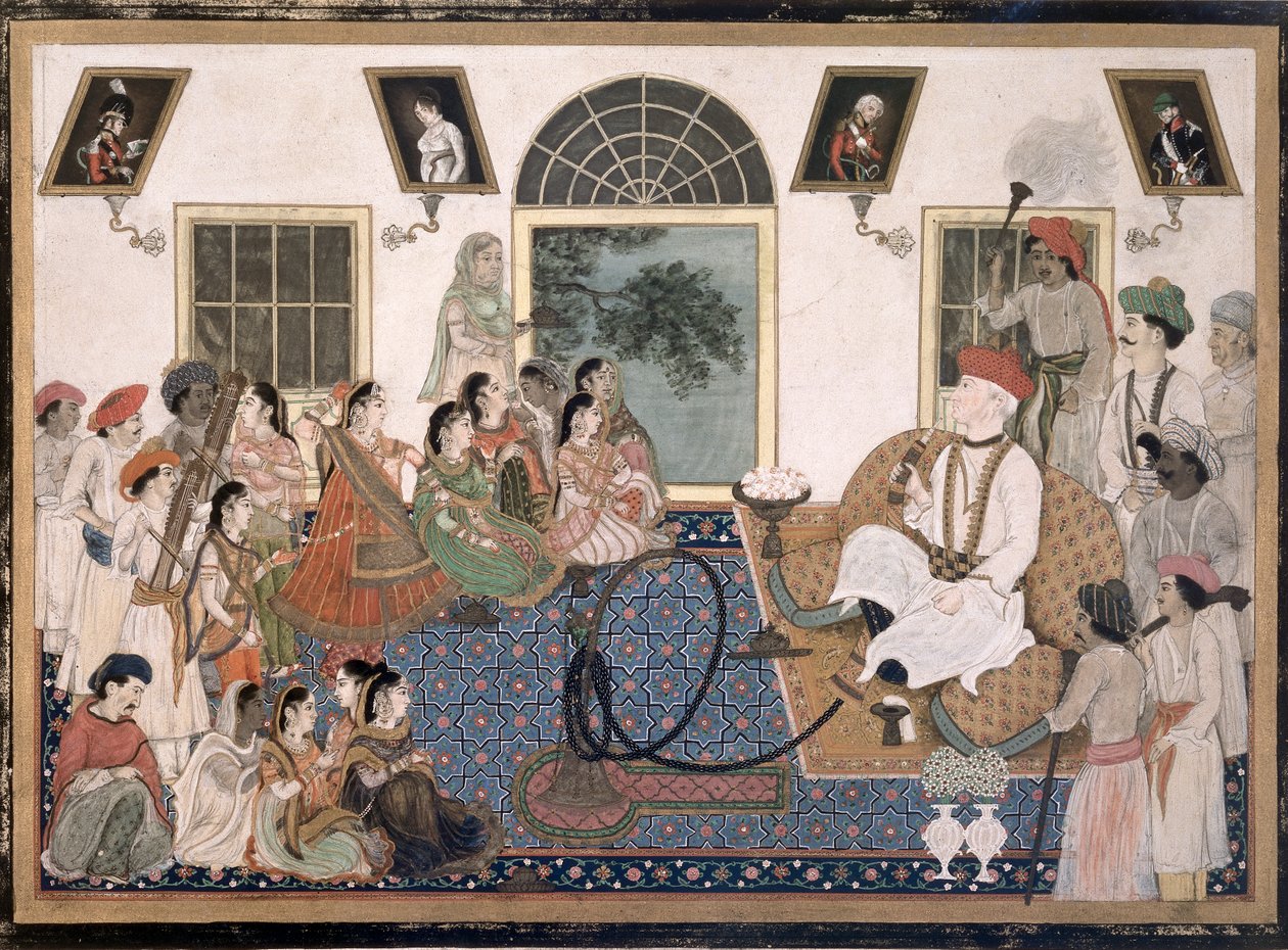 Bir Avrupalı, muhtemelen Sir David Ochterlony (1758-1825), Hint elbisesi içinde, Delhi