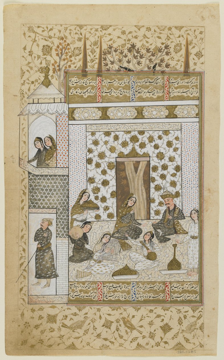 Bahram Gur ve prenses, beyaz pavyonda, bir Khamsa