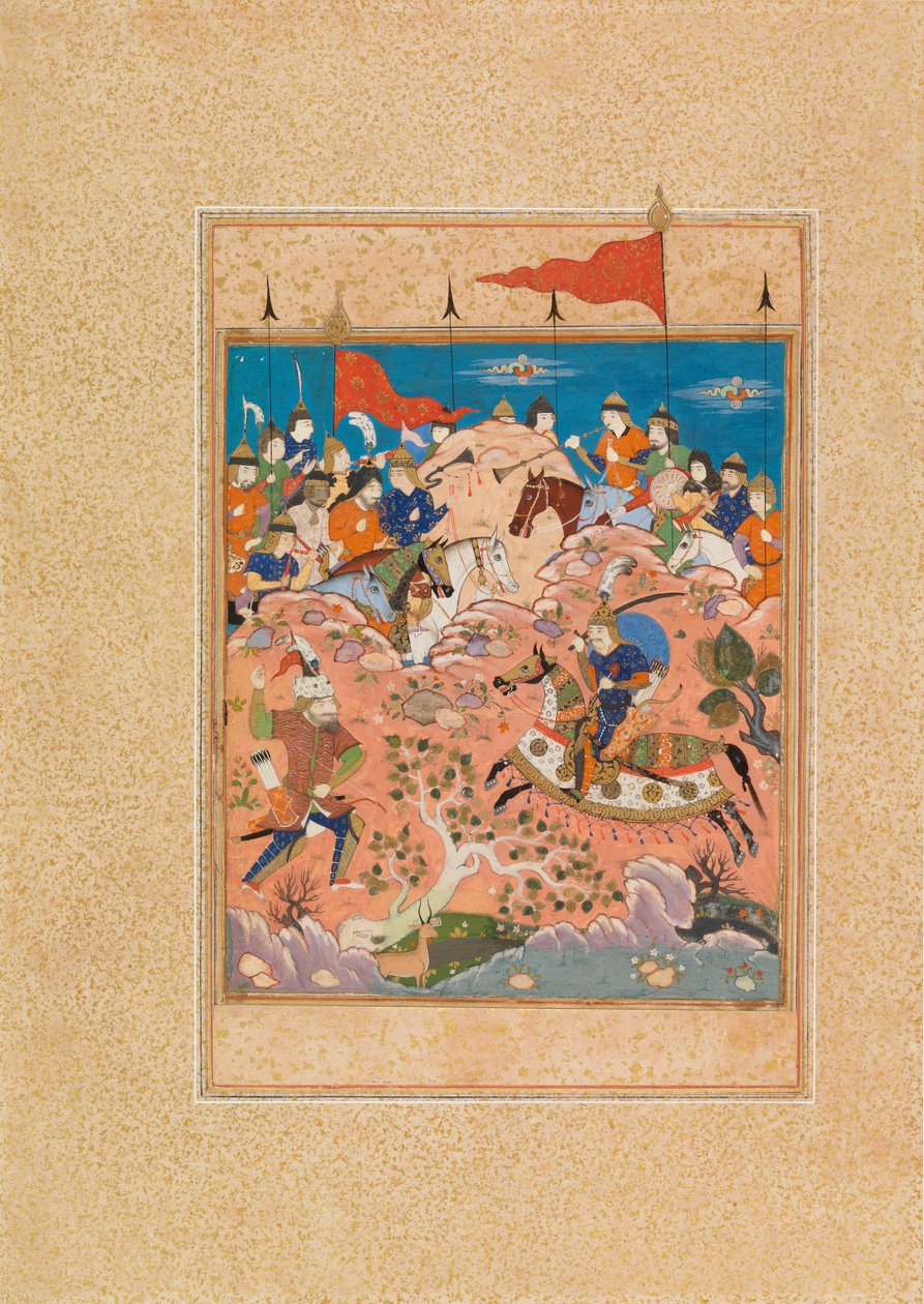 Savaş Sahnesi (parşömen üzerine wc ve guaj) by Persian School