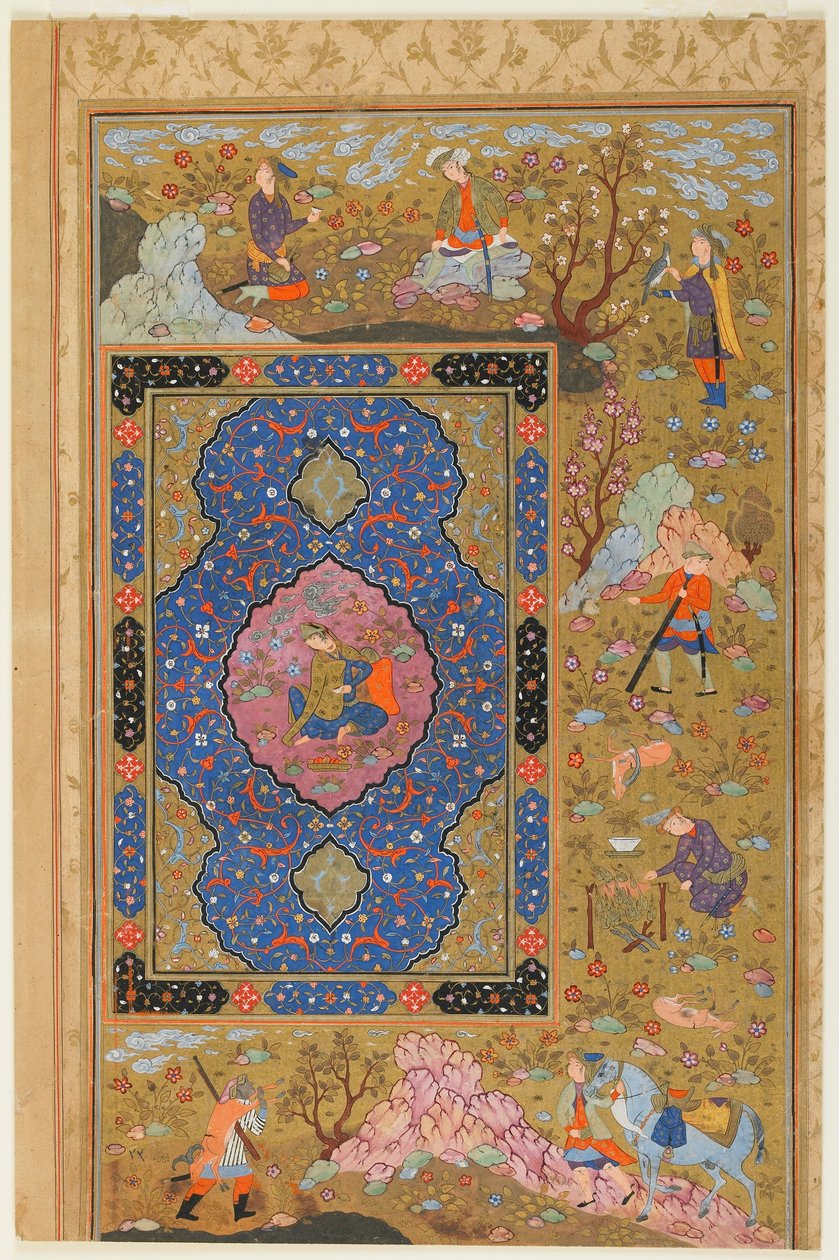 Bir albümden folyo; Verso: Genç Kadın, İsfahan, İran, Safevi dönemi, 1590-1610 (kağıt üzerine opak suluboya, mürekkep ve altın) by Persian School