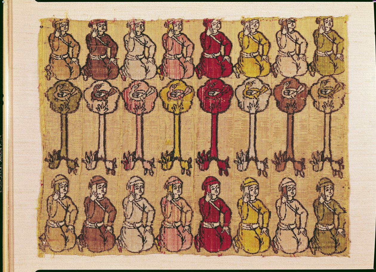 Ağaçlara tünemiş avcılar ve kuşlar by Persian School