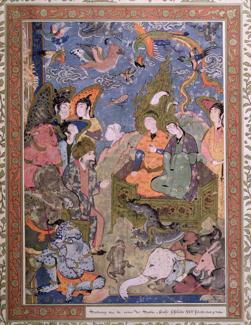 Orijinal bir minyatürden sonra Kral Süleyman ve Saba Kraliçesi by Persian School