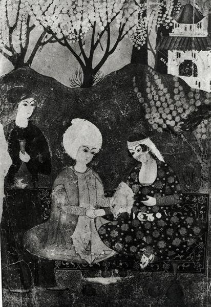 Erkek ve Kadın Bahçede by Persian School