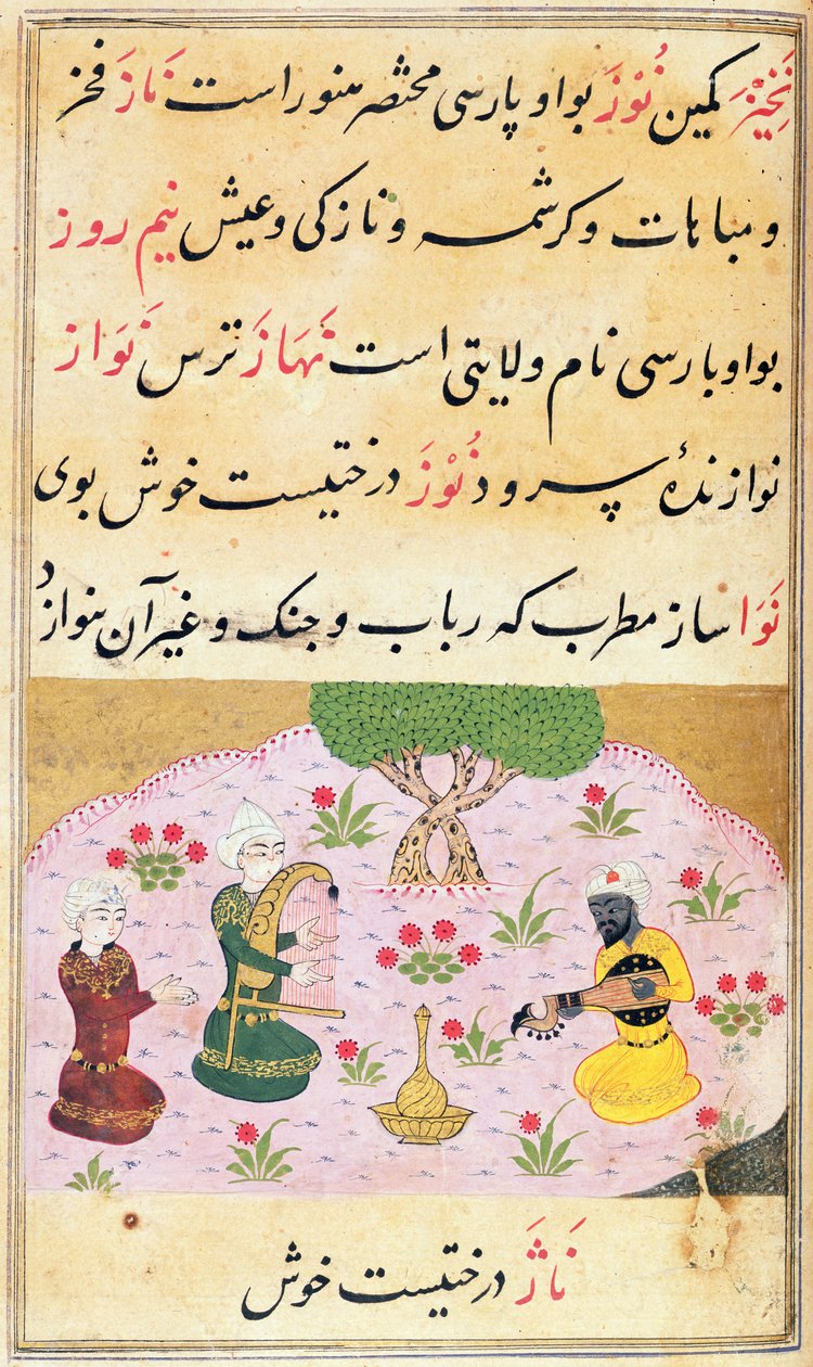 Or.3299 f.279 Bir melodi çalan müzisyenler (nava) by Persian School