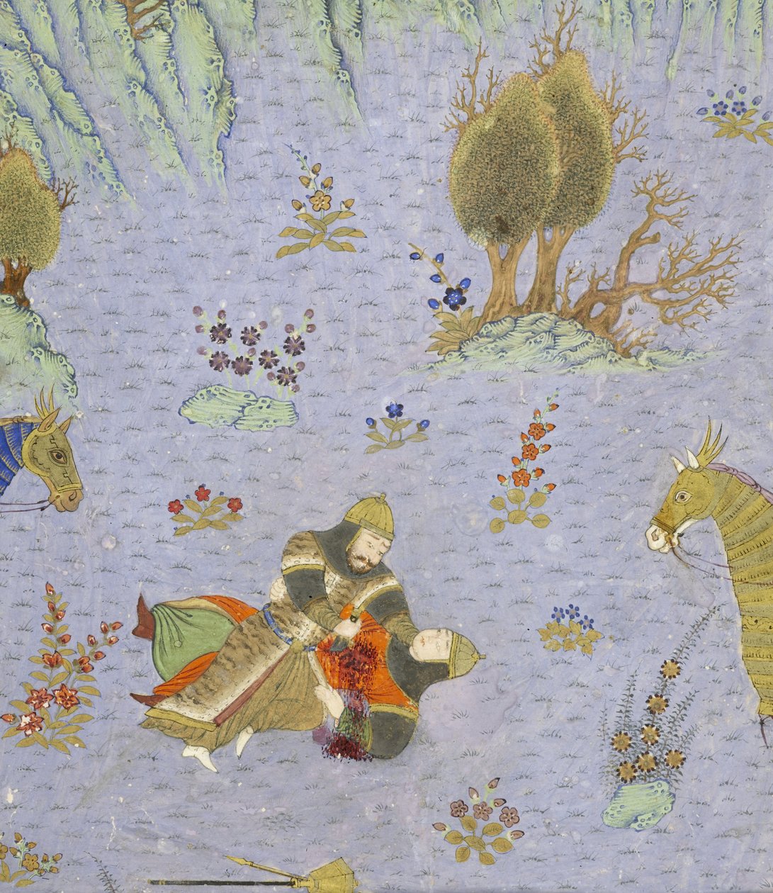 Farsça 239 fol.67b Detay: Suhrâb Rüstem tarafından öldürüldü, Şahname