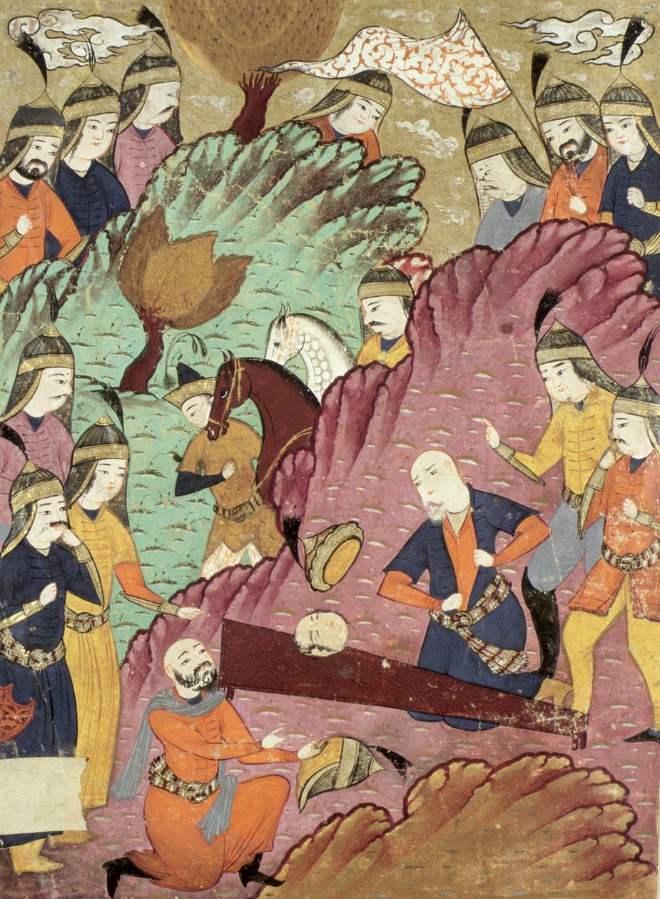 Radz'ın Ölümü, Ebu'l-Qasim Manur Firdevsi'nin (c.934-c.1020) 1619 (kağıt üzerinde guaj) 'Shahnama'dan (Krallar Kitabı) bir örnek by Persian School
