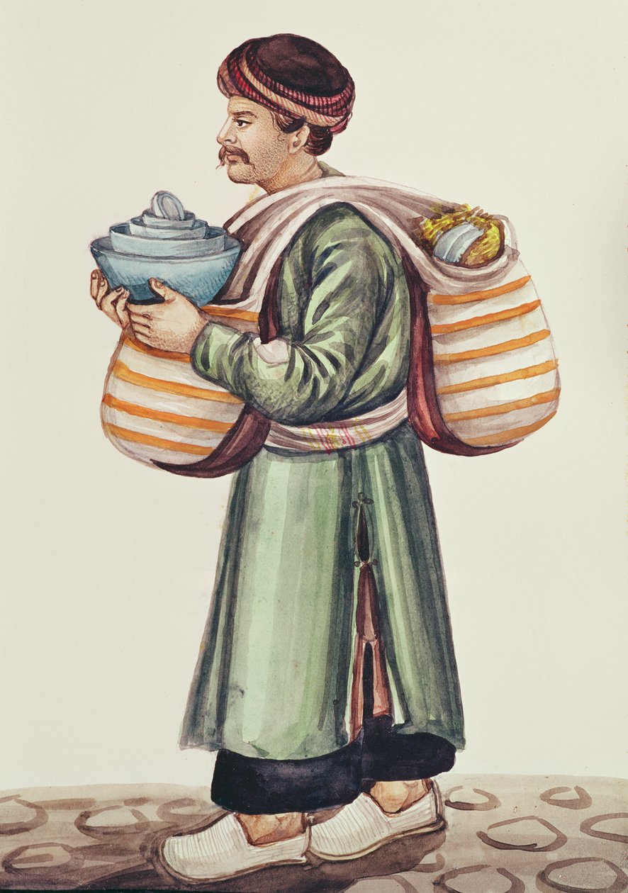 Seramik tüccarı (kağıt üzerinde wc) by Persian School