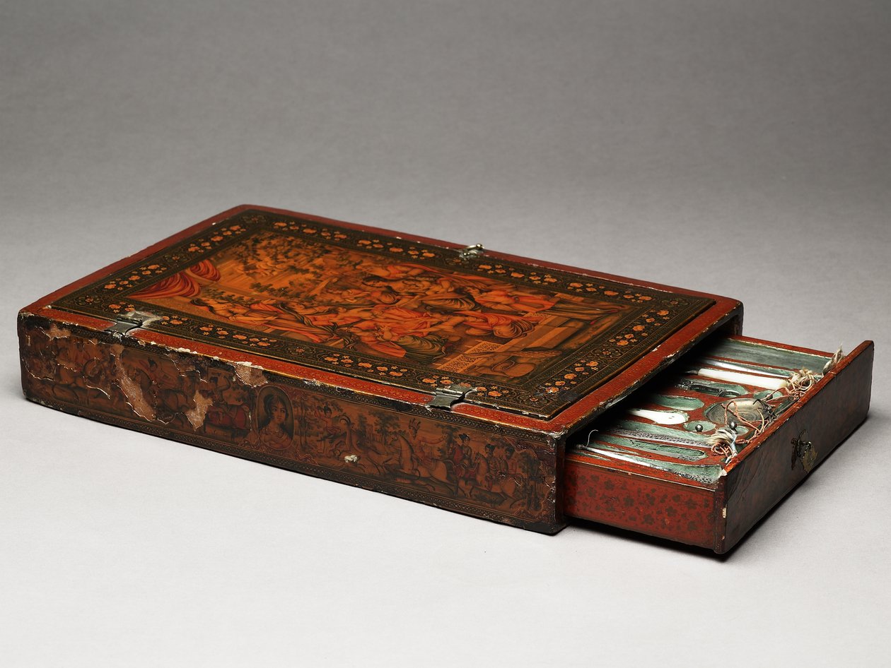 Kutsal Aileyi tasvir eden alet takımı, 1830 dolayları (karma teknik) by Persian School