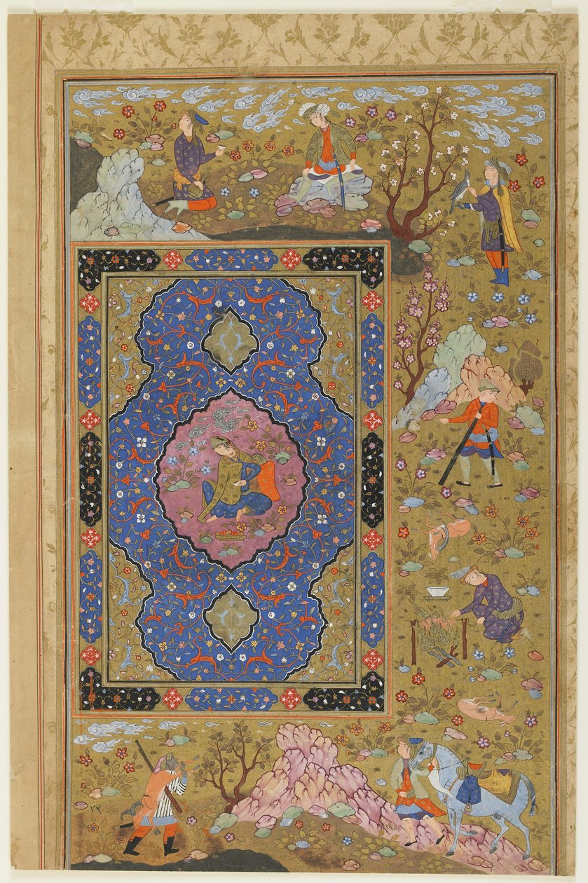 Genç kadın, c.1590-1610 (mürekkep, opak suluboya ve kağıt üzerine altın) by Persian School
