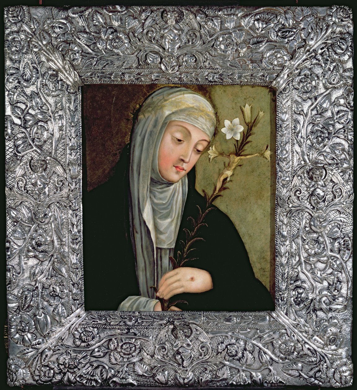 Sienalı Aziz Catherine (bakır üzerine yağ) by Peruvian School