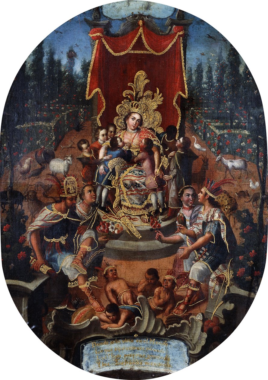 Amerika İspanyol Noble Boys Hemşireliği, c.1770 by Peruvian School