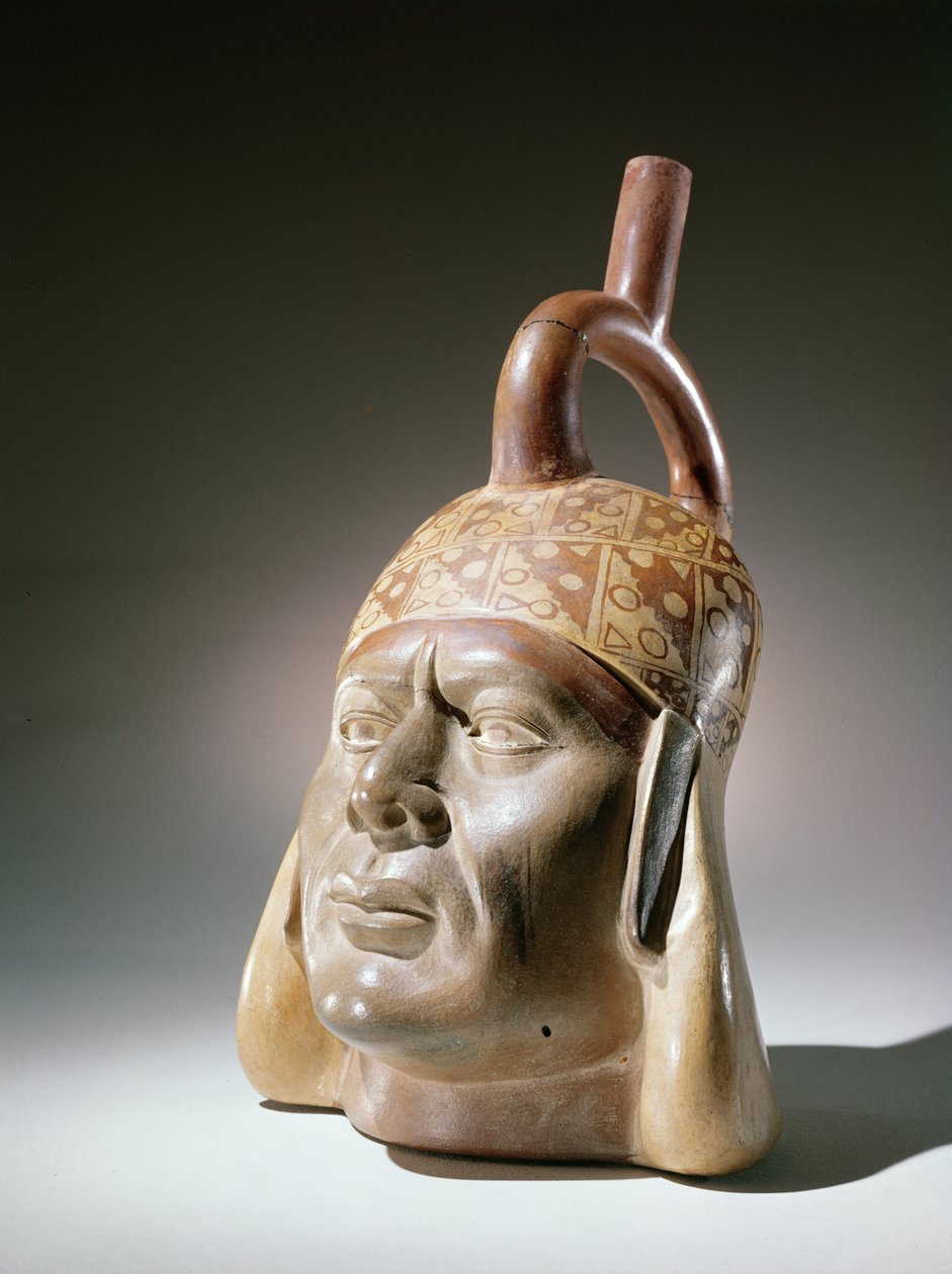 Çömlek portre kabı, Mochica (toprak eşya ve boya) by Peruvian School