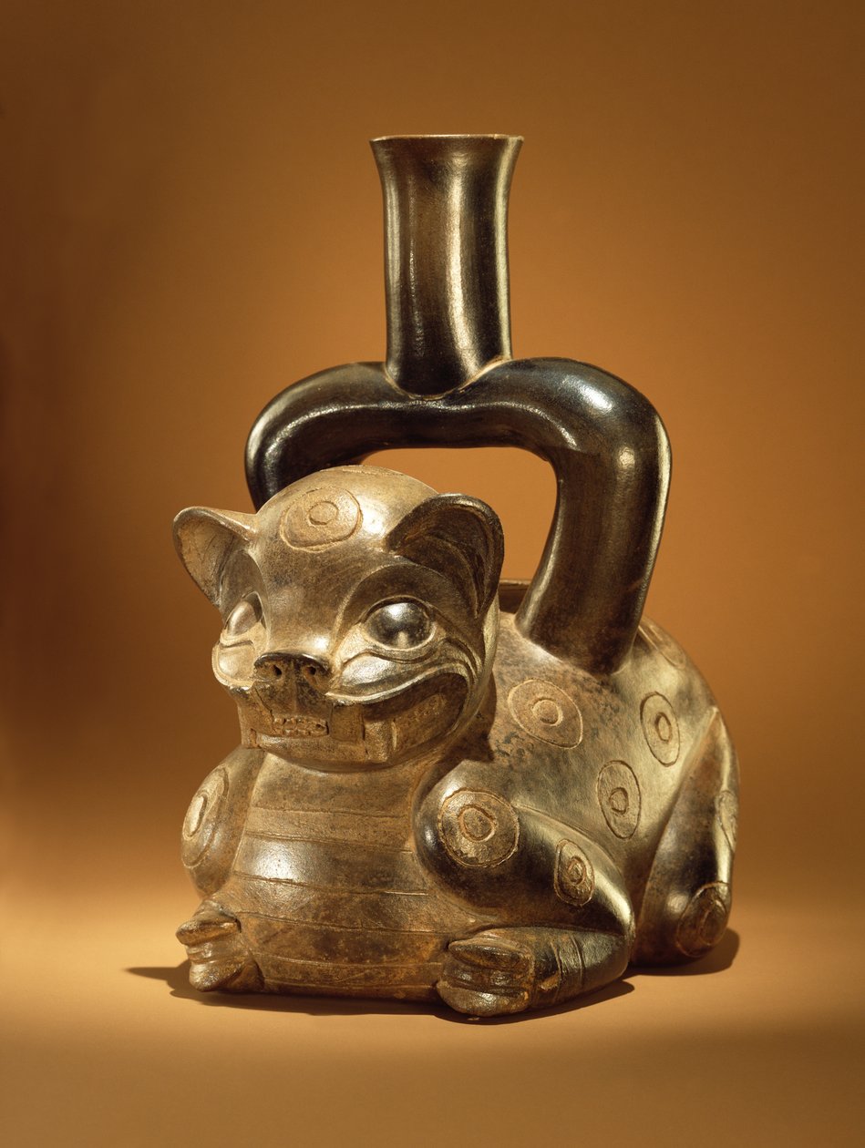 Puma ile kap, Chavin Kültürü, yaklaşık MÖ 90 (seramik) by Peruvian School