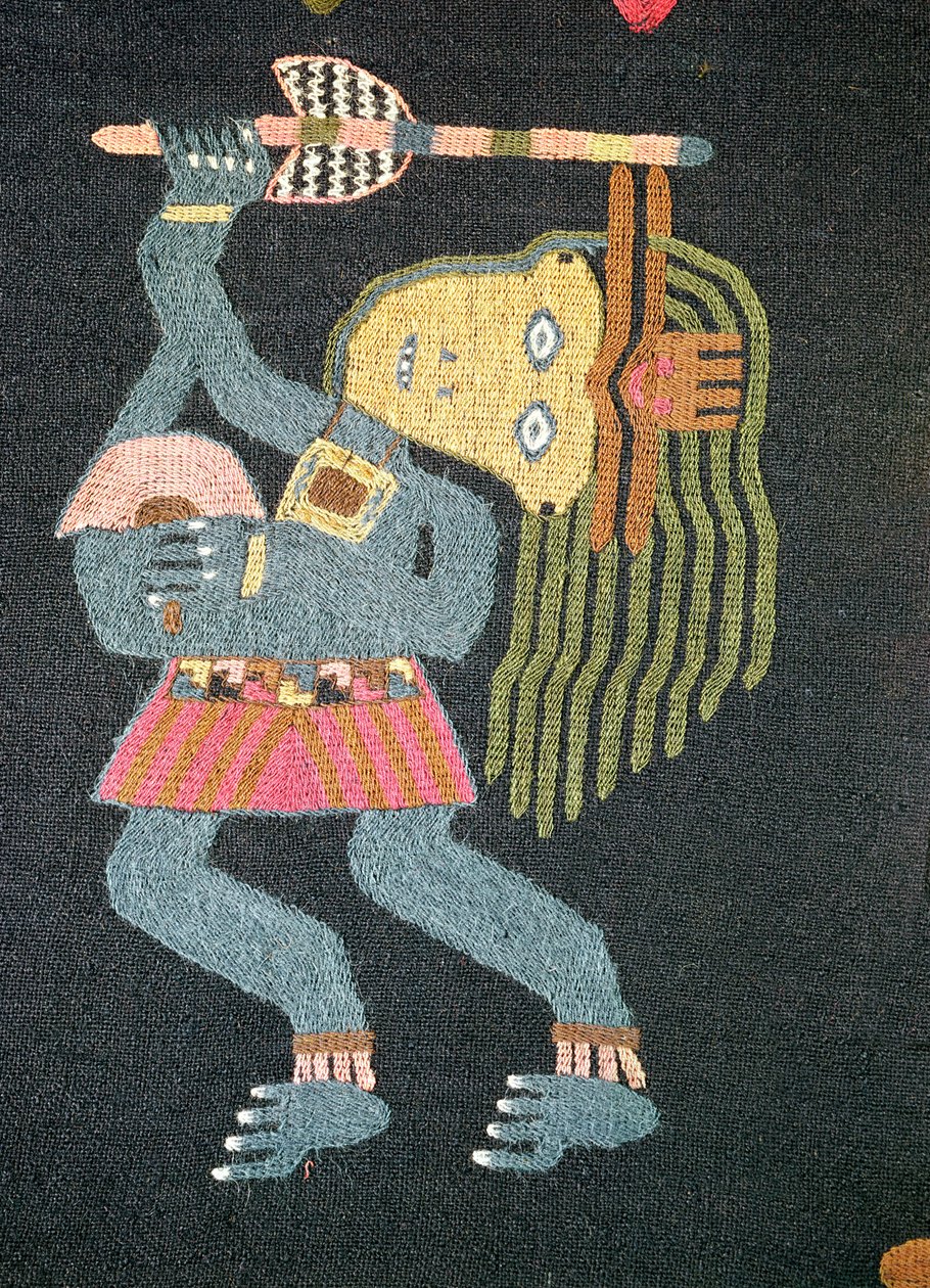 Bastonlu dokuma yün dansçı, Paracas kabilesi (tekstil) (ayrıca bkz. 231826) by Peruvian School