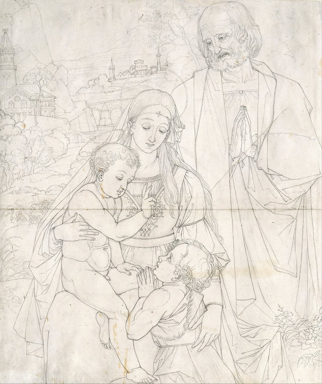 Çocukken Vaftizci Yahya ile Kutsal Aile by Peter von Cornelius