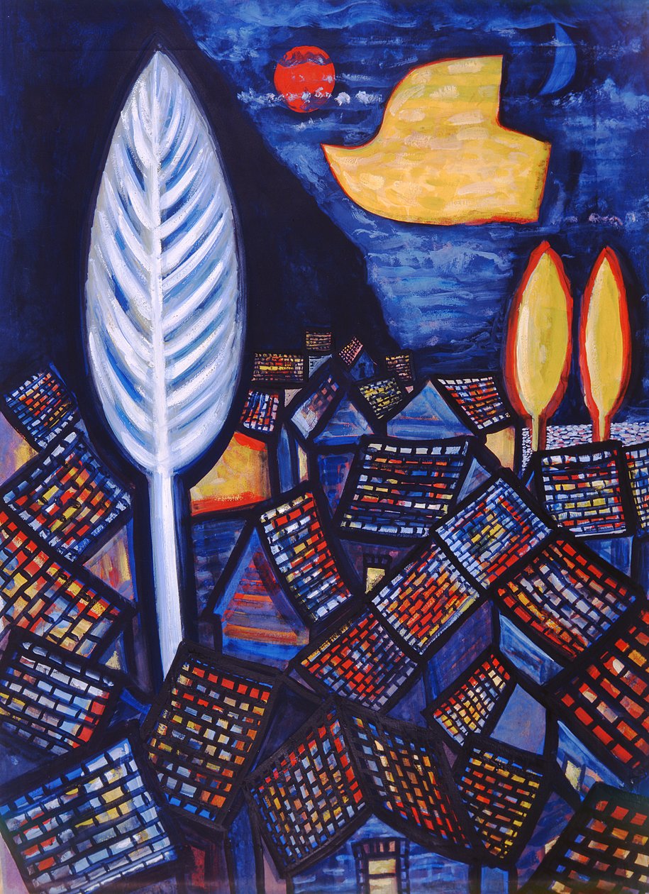 Köyün Üstünde, 1999 (kağıt üzerine guaj ve wc) by Peter Davidson