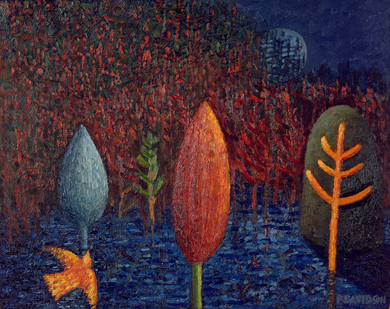 Lagünün Kenarında, 1997 (kağıt üzerinde yağlı boya) by Peter Davidson