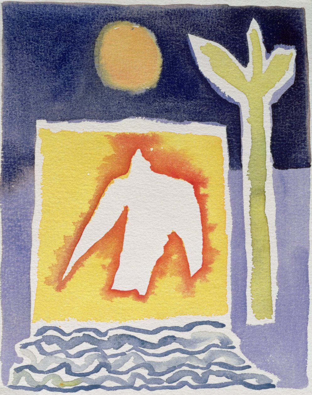 Ağaç, Güneş ve Yükselen Kuş, 1989 (wc) by Peter Davidson