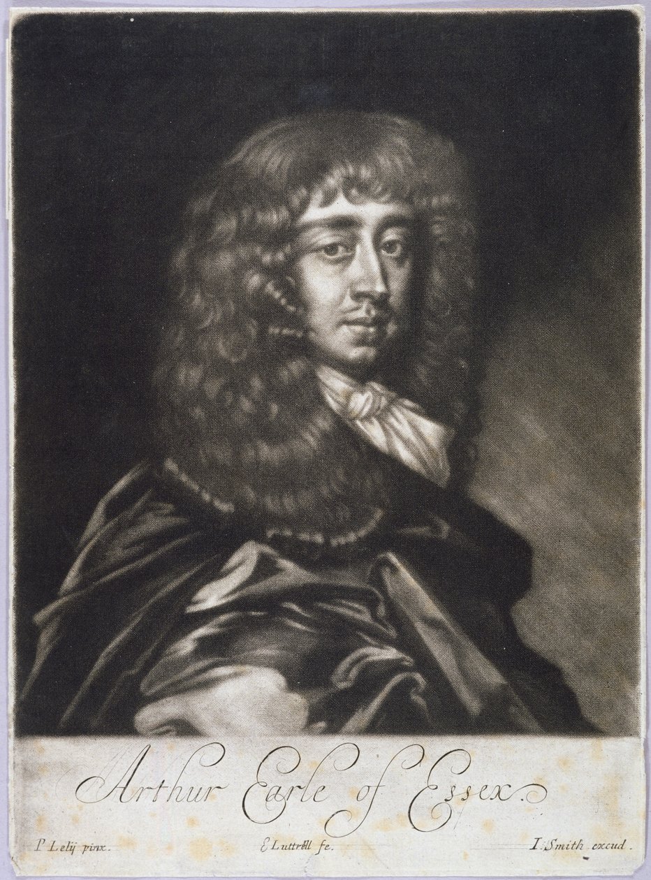 Arthur Capel (1631-83) Essex Kontu, Edward Luttrell (c.1650-1724) ve John Smith (c.1652-1742) (mezzotint) tarafından oyulmuş by Peter Lely