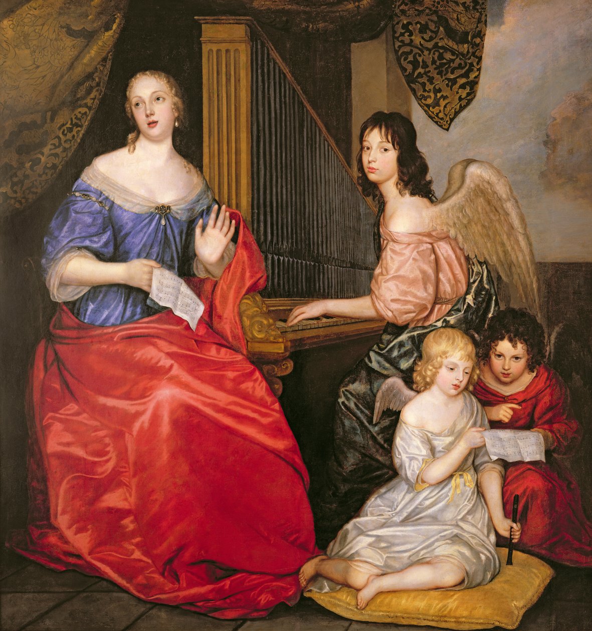 Francoise Louise (1644-1710) La Valliere Düşesi ve Çocukları Melek Olarak by Peter Lely