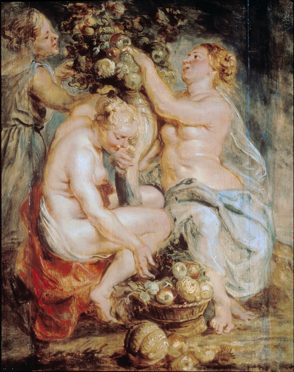 Bir Cornucopia ile Ceres ve İki Periler by Peter Paul Rubens