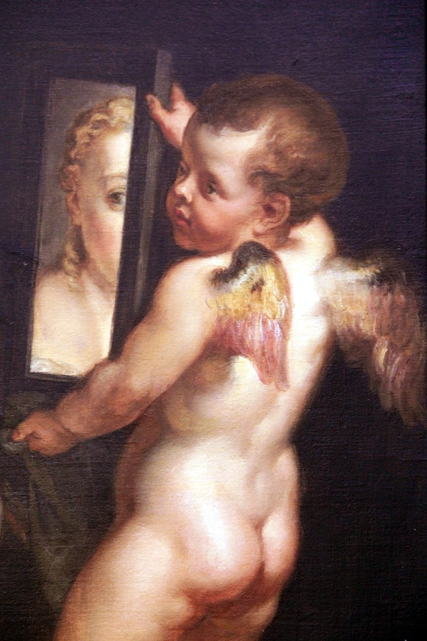 Bir ayna tutan aşk tanrısı, tuval üzerindeki yağlı boya detayı Venüs ve ayna tutan aşk tanrısı by Peter Paul Rubens